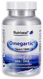 Omegartic Sport 1000 nutrixeal contient des omega-3 ultra concentrés.